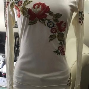 Jw Johnny Was JW LA Wild Wild West embroidered floral XS blouse top long sleeve